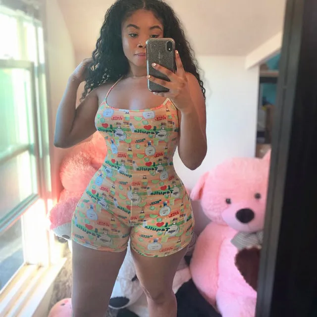 Sexy Women Bodysuit Sleeveless Deep V Neck Bodycon Stretch Leotard Bodysuit Button Short Romper Pajama Women Sleepwear Jumpsuit
