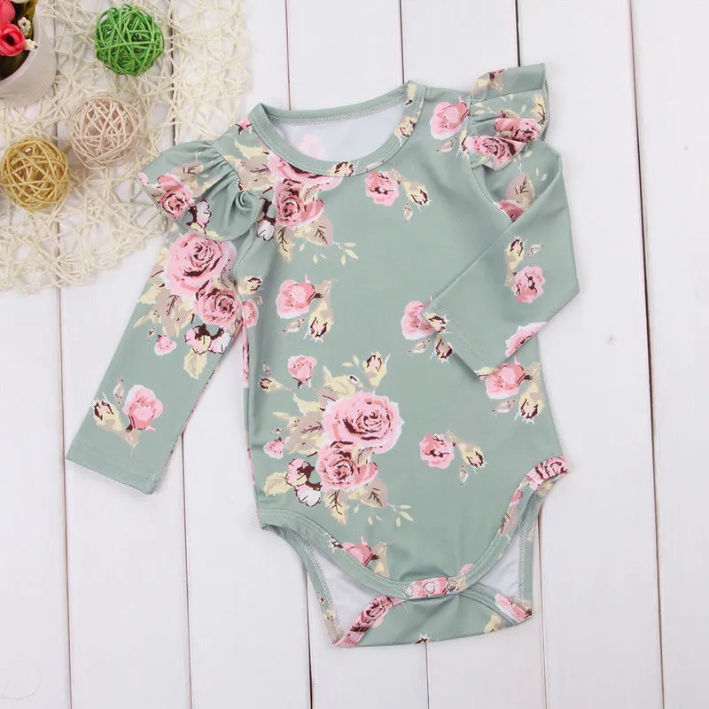 Shabby Chic Long-sleeve Floral Onesie