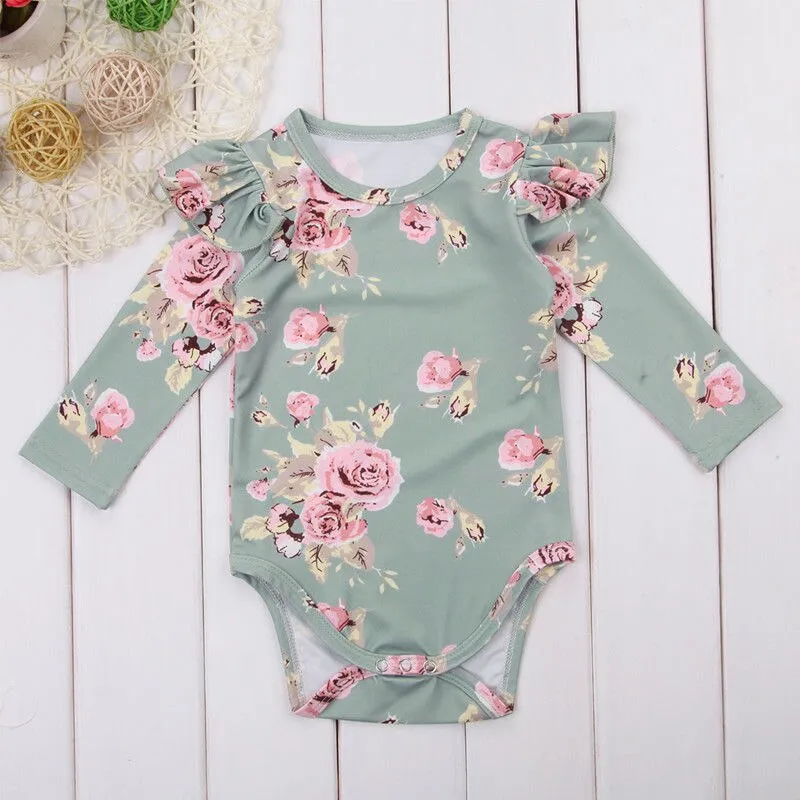 Shabby Chic Long-sleeve Floral Onesie