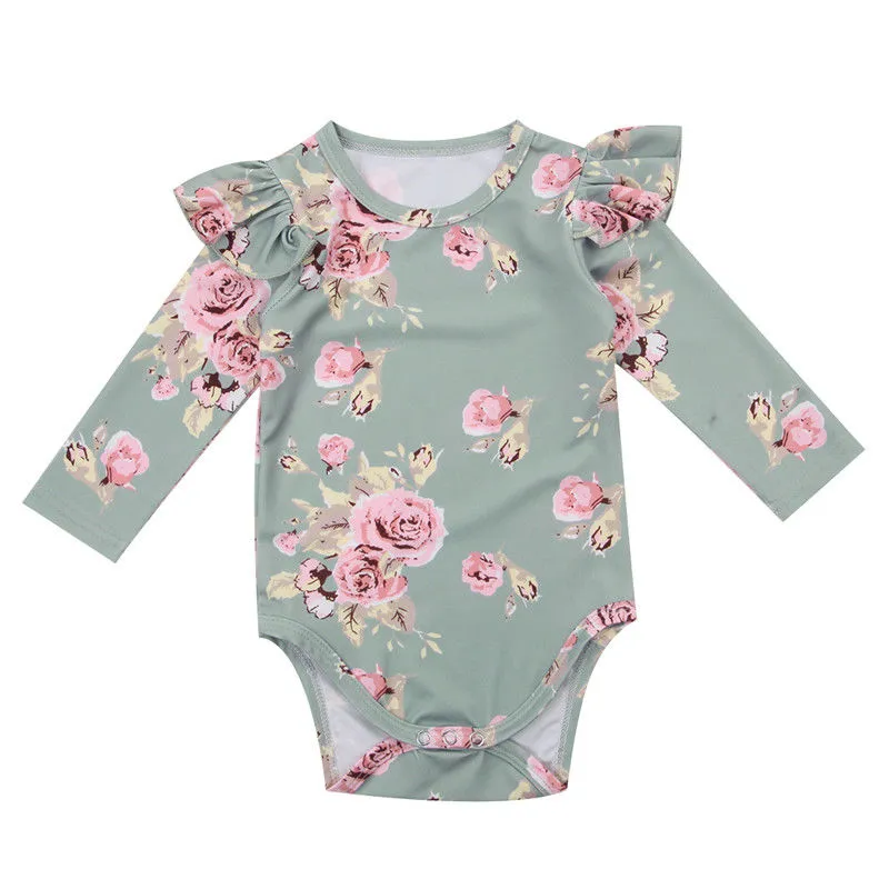 Shabby Chic Long-sleeve Floral Onesie