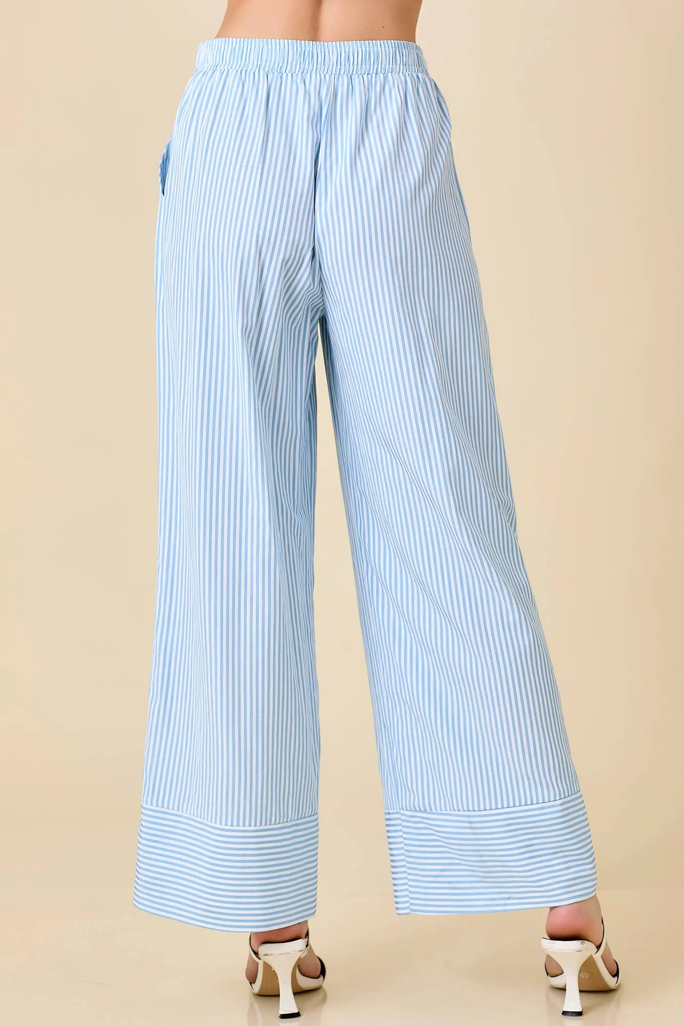 Skies are Blue Striped Wide-Leg Flowy Pants