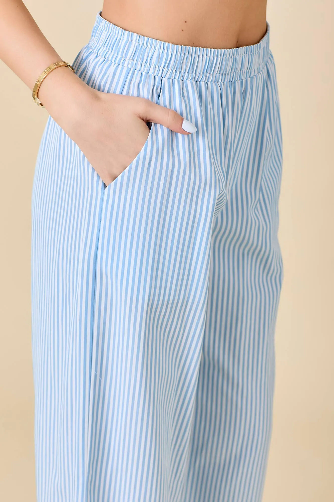 Skies are Blue Striped Wide-Leg Flowy Pants