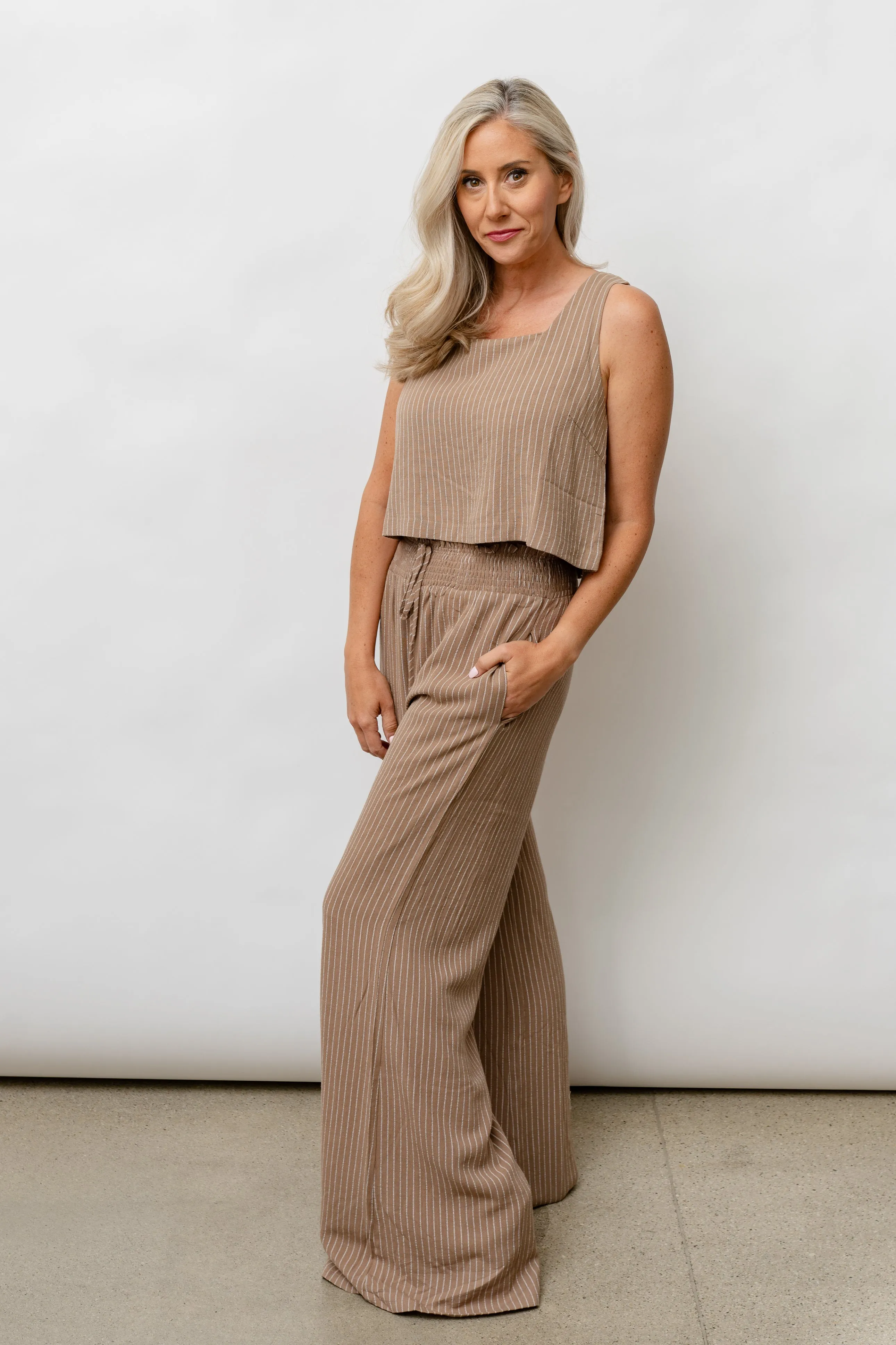 Sophia Striped Linen Smocked Pants - Warehouse Sale 2025