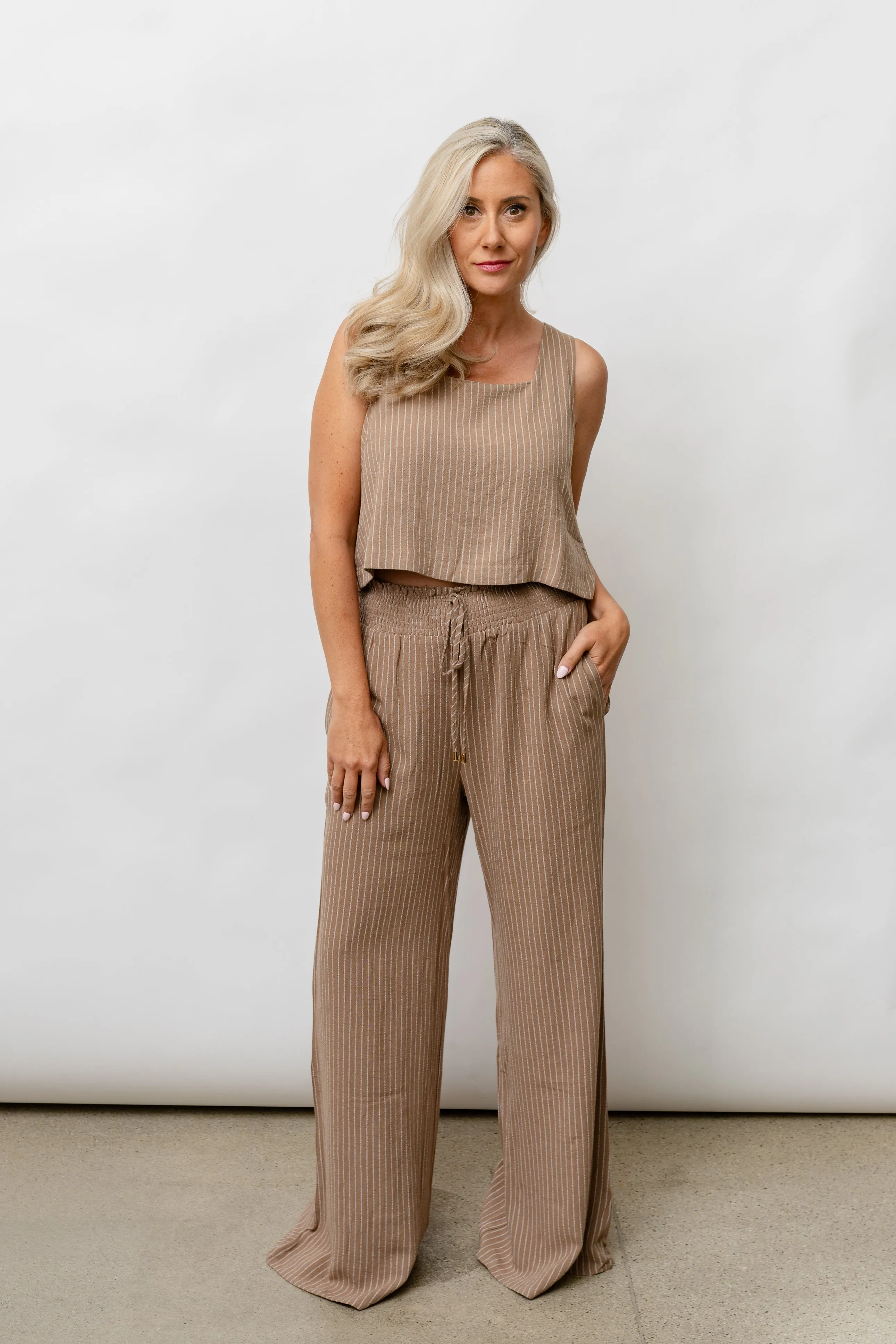 Sophia Striped Linen Smocked Pants - Warehouse Sale 2025