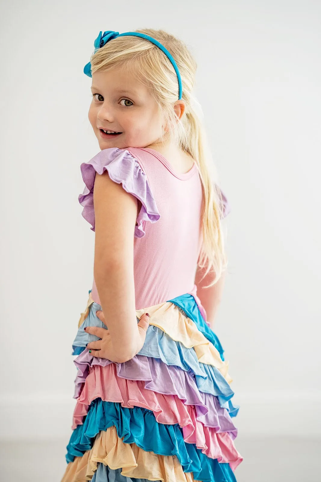 Spring Rainbow Performance Ruffle Dress