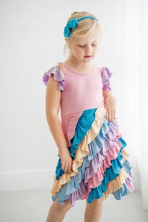 Spring Rainbow Performance Ruffle Dress