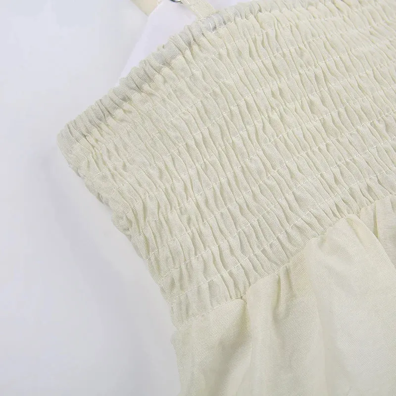 Strap Drawstring Fold Backless Crop Top