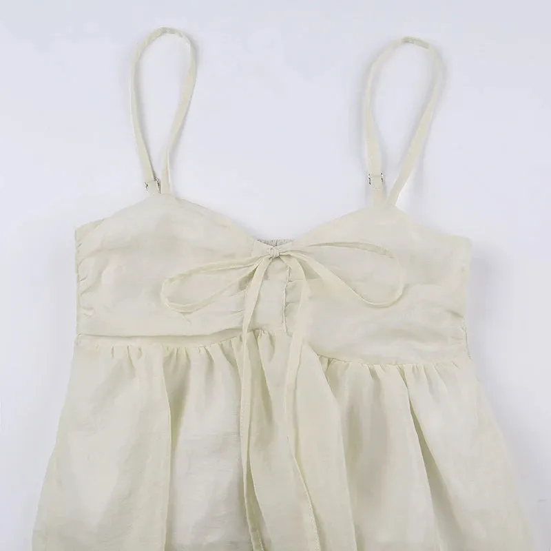 Strap Drawstring Fold Backless Crop Top