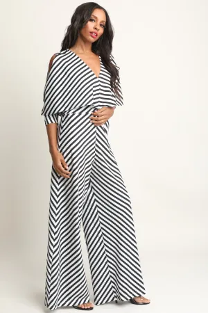 Striped Dolman Sleeve Palazzo Jumpsuit