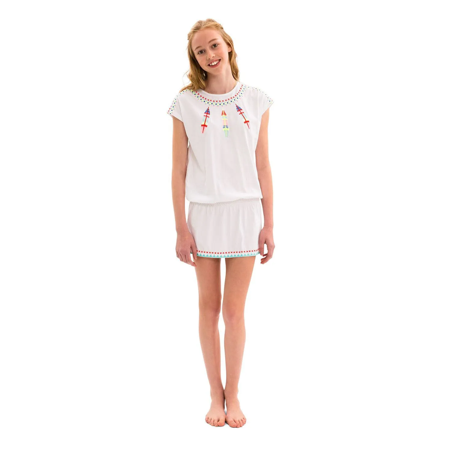 Sunuva Girls Dreamcatcher Embroidered Jersey Dress