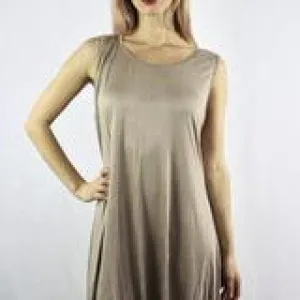 Tan Sleeveless Flowy Dress