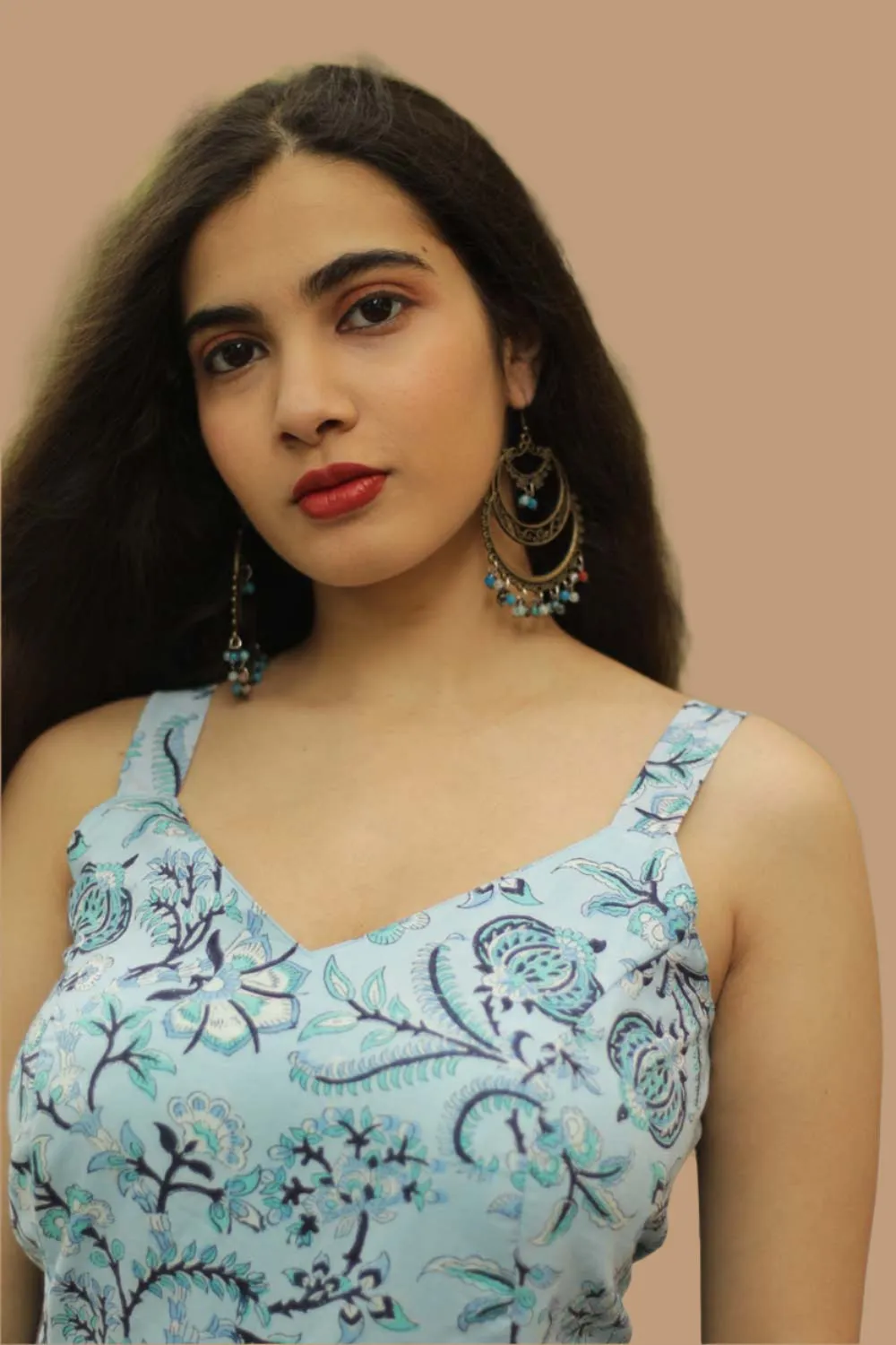 Tarangini | Long  Kali Dress | Blue Sanganeri