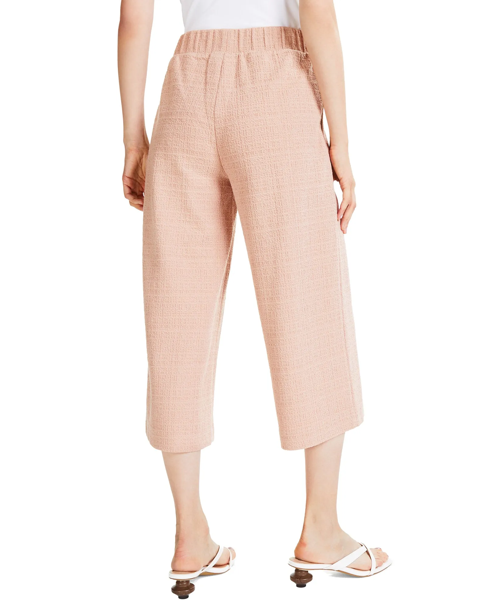 Textured Relaxed-Fit Wide-Leg Pull-On Pants