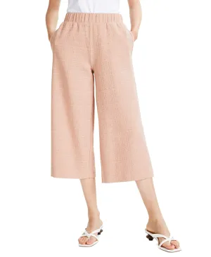 Textured Relaxed-Fit Wide-Leg Pull-On Pants