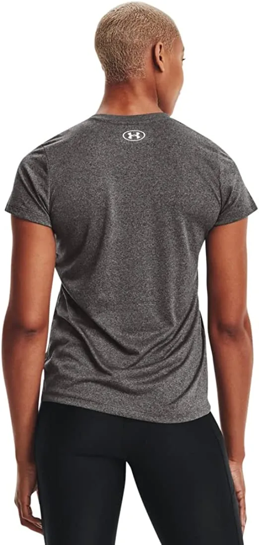 Under Armour Tech Short Sleeve V - Solid T Shirt Made of 4-Way Stretch Fabric, Ultra-light & Breathable, Grey, L