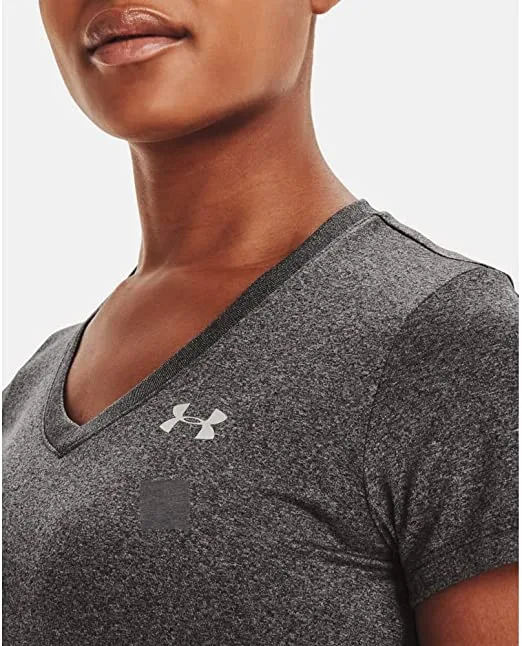 Under Armour Tech Short Sleeve V - Solid T Shirt Made of 4-Way Stretch Fabric, Ultra-light & Breathable, Grey, L