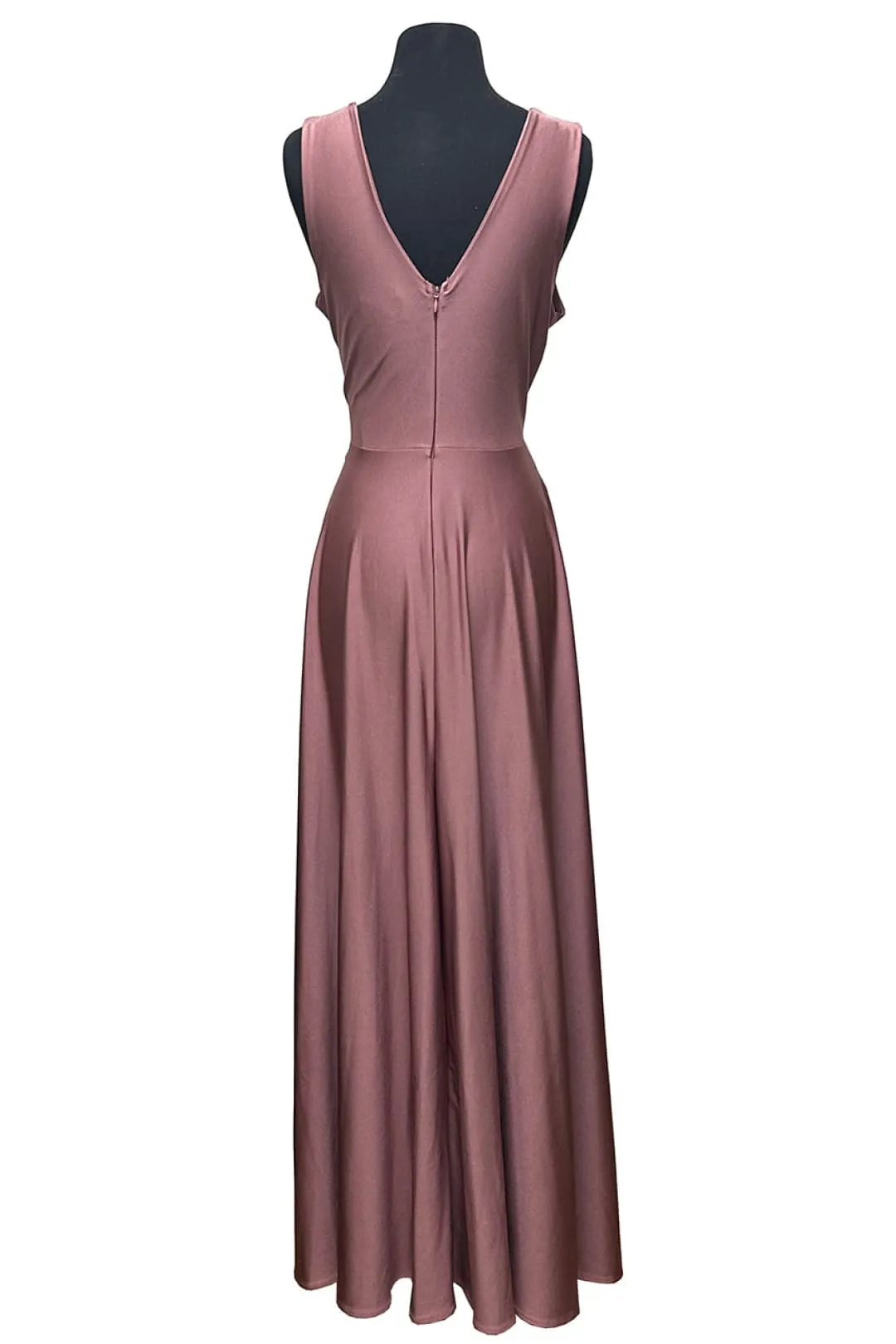 V-neck Long Bridesmaids Simple Flowy Gown by Lenovia 5242C