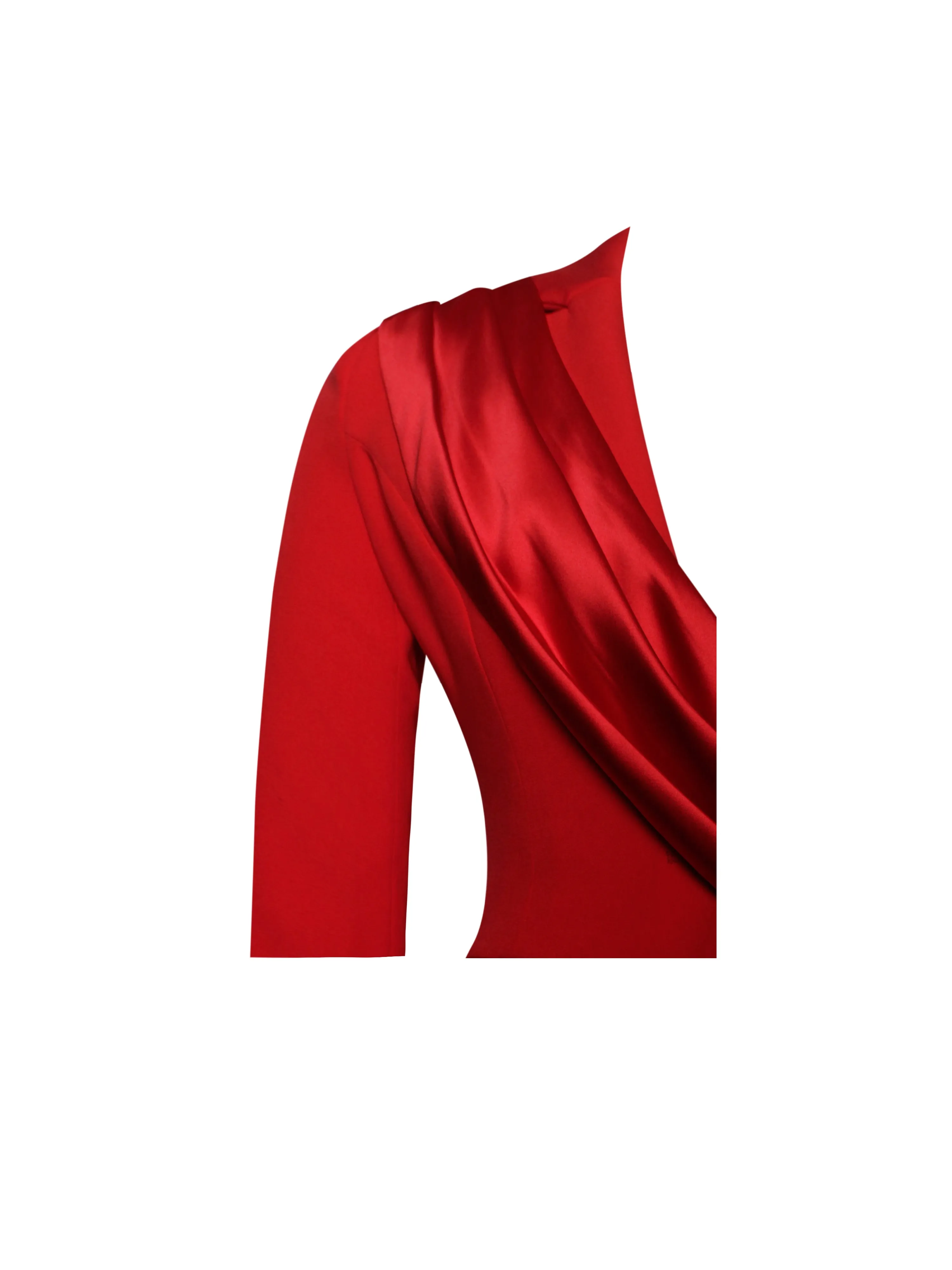 Vandra Red Stylish Draping Blazer Jacket