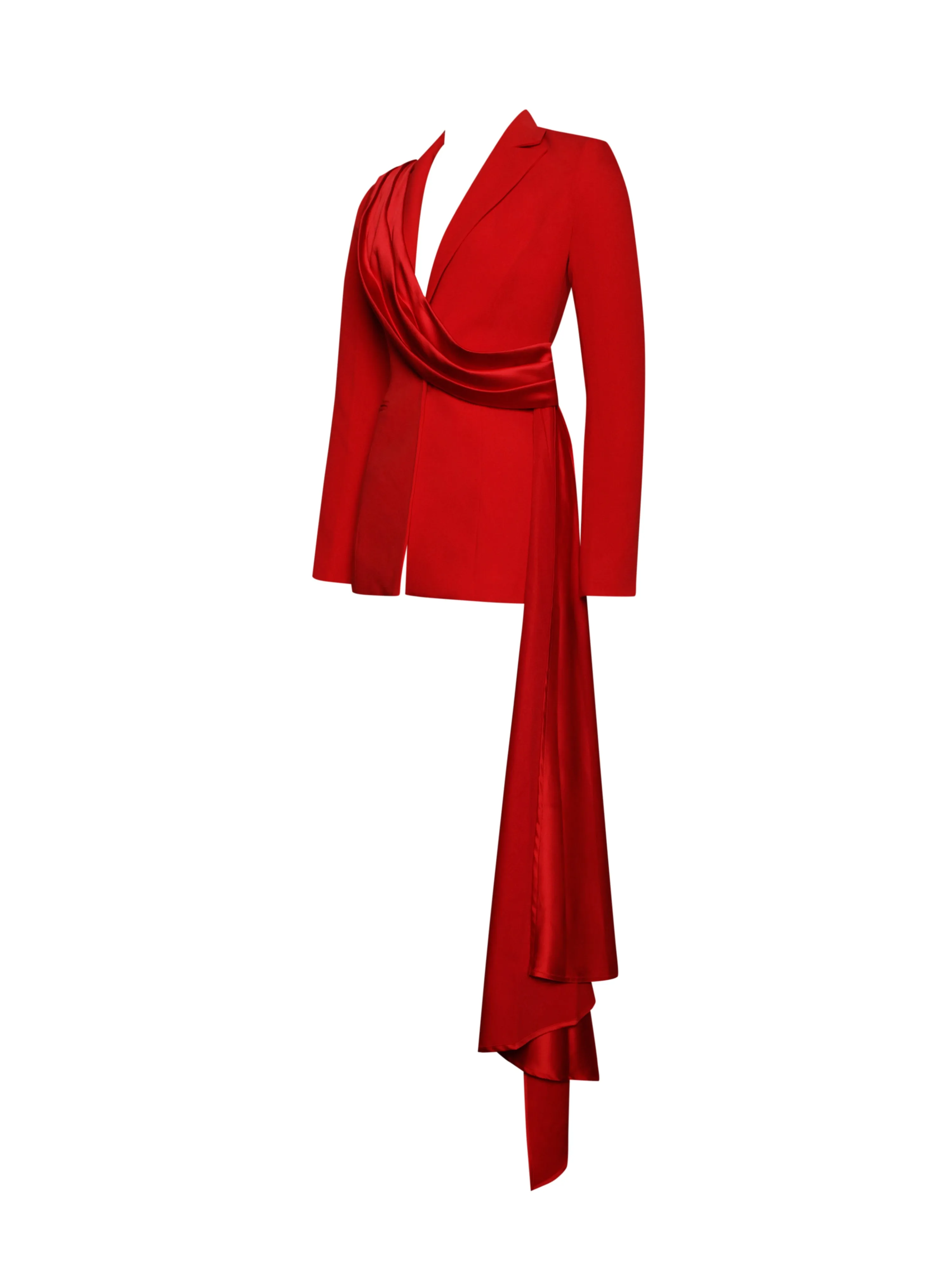 Vandra Red Stylish Draping Blazer Jacket