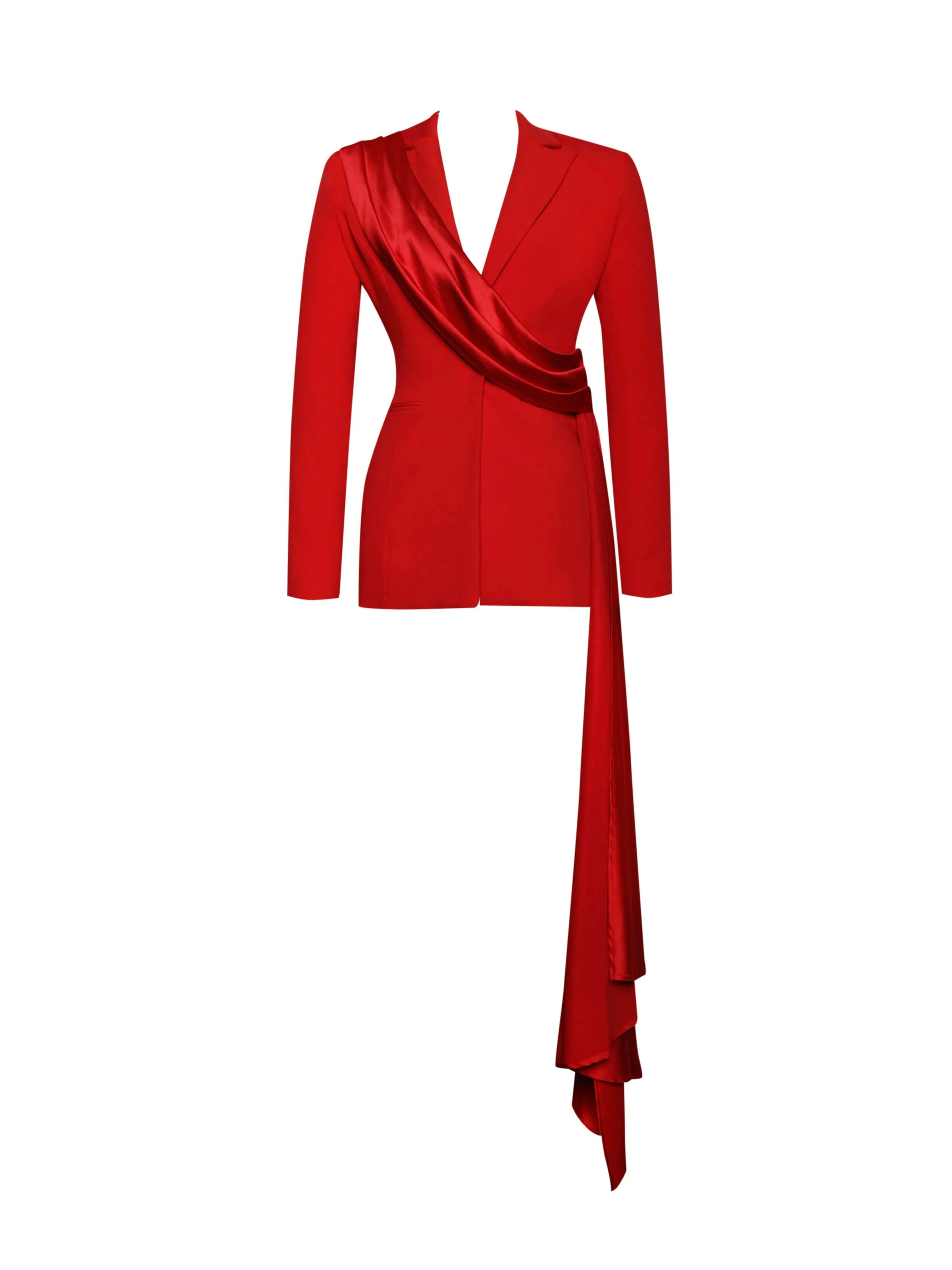 Vandra Red Stylish Draping Blazer Jacket