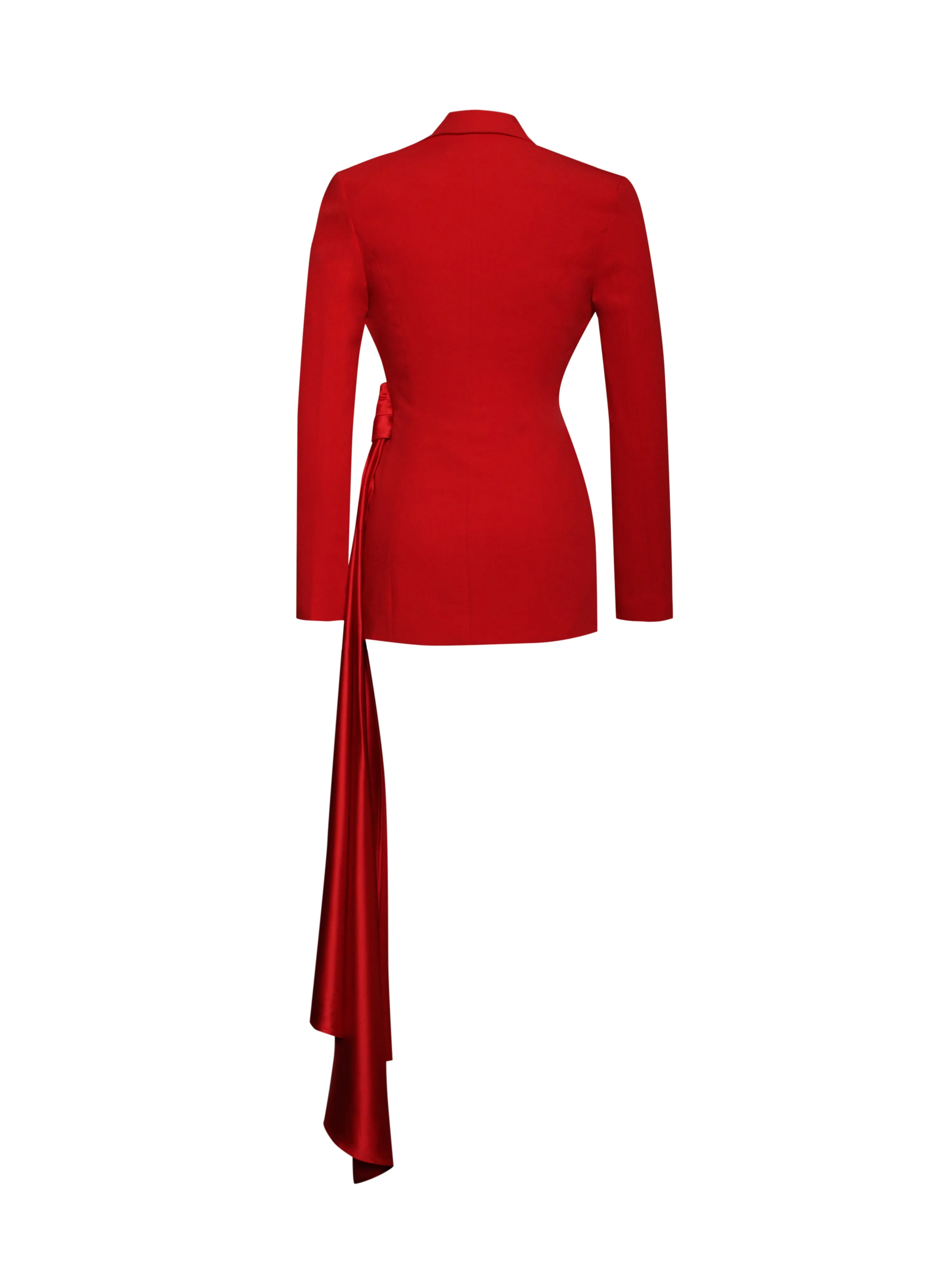 Vandra Red Stylish Draping Blazer Jacket