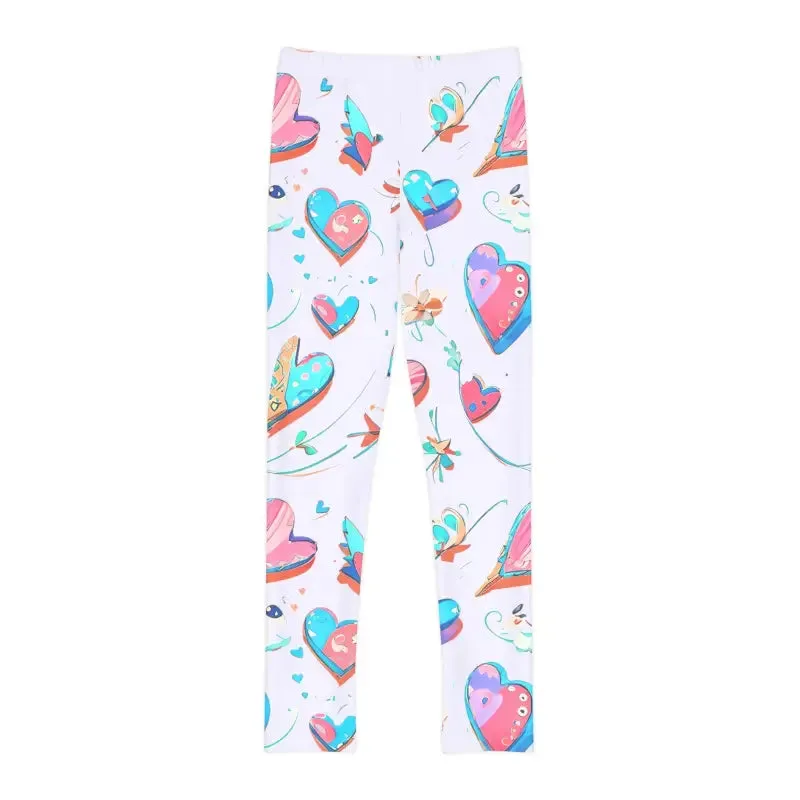 Vibrant Colorful Hearts Leggings for Kids