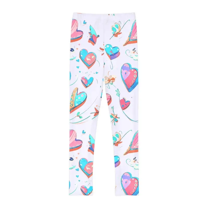 Vibrant Colorful Hearts Leggings for Kids