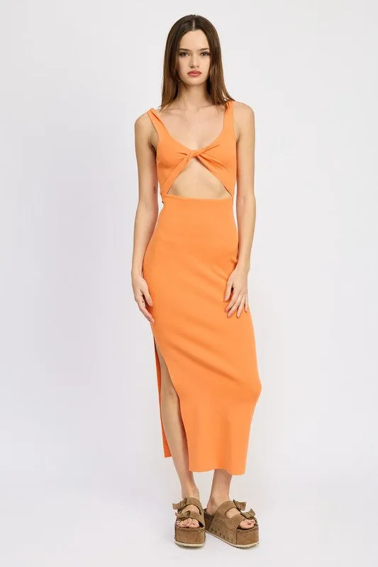 Vibrant Midi Cutout Dress