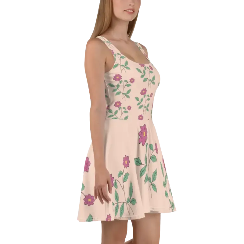 Vibrant Pink Floral Skater Dress