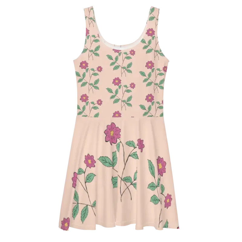Vibrant Pink Floral Skater Dress