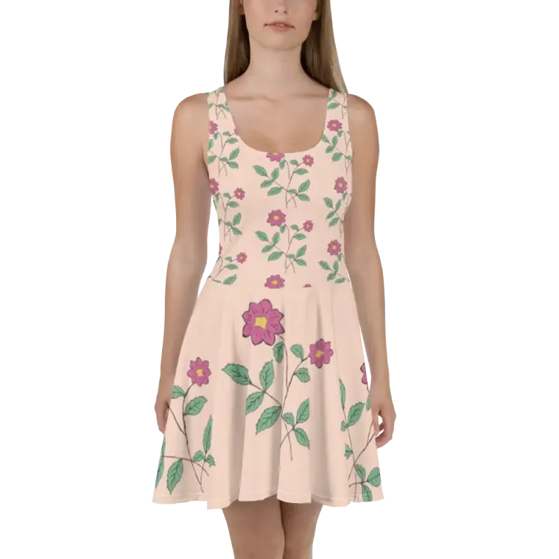 Vibrant Pink Floral Skater Dress