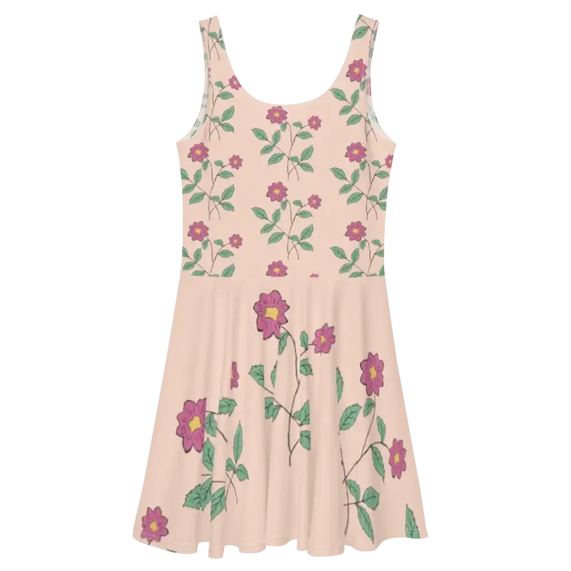 Vibrant Pink Floral Skater Dress