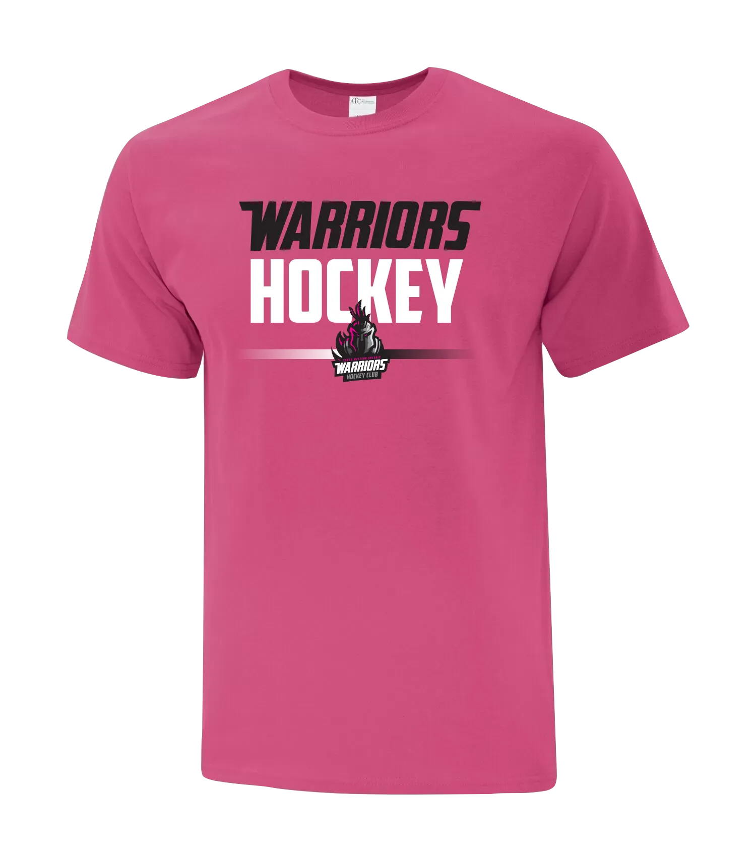Warriors Hockey Ladies Pink Adult Cotton T-Shirt with Printed Logo
