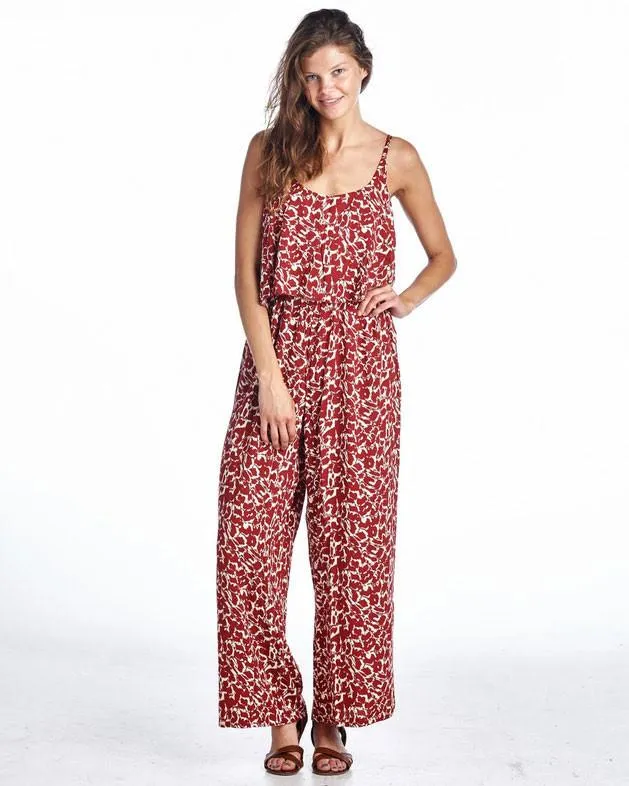 Women's Sleeveless Jumpsuit with Ruffles and Elastic Waistline