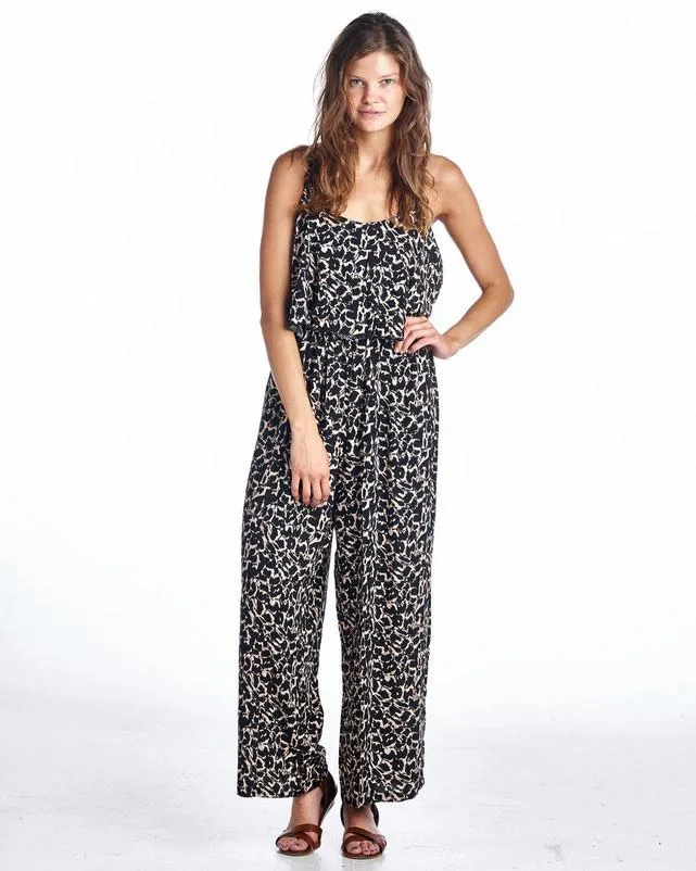 Women's Sleeveless Jumpsuit with Ruffles and Elastic Waistline
