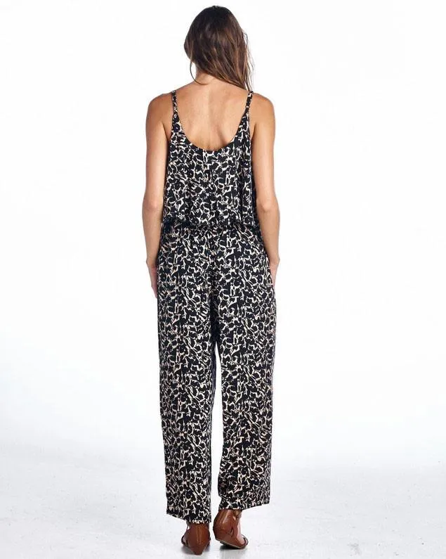 Women's Sleeveless Jumpsuit with Ruffles and Elastic Waistline